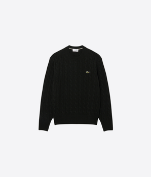 MAGLIONE GIROCOLLO A TRECCE IN LANA CARDATA