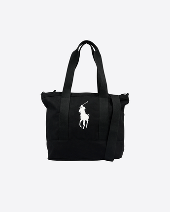 POLO RALPH LAUREN BORSA NERO / UNI BORSA TOTE IN COTONE CON LOGO RICAMATO A CONTRASTO