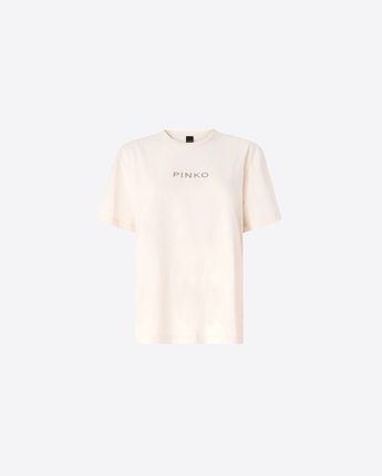 PINKO T-SHIRT T-SHIRT IN JERSEY DI COTONE CON STRASS