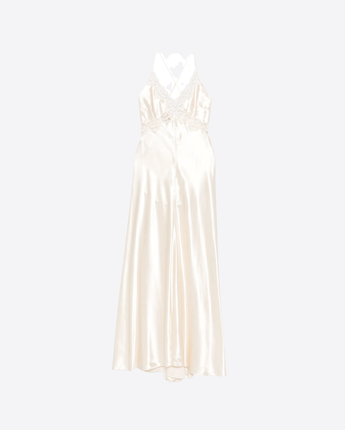 ALBERTA FERRETTI ABITO ABITO IN RASO CON INSERTI IN PIZZO
