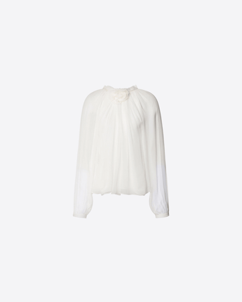 ALBERTA FERRETTI CAMICIA BIANCO / M BLUSA IN CHIFFON DI SETA CON FIORE