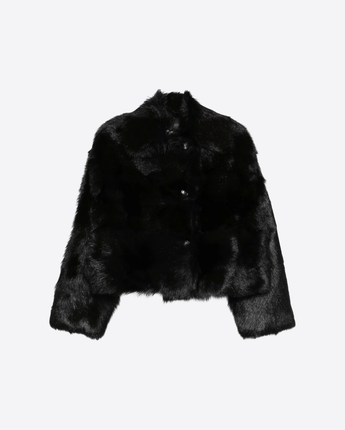 ALBERTA FERRETTI PELLICCIA NERO / S GIACCA CROP IN PELLICCIA NERA