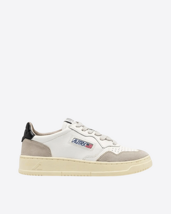 AUTRY SNEAKERS AUTRY MEDALIST LOW IN PELLE BIANCA E NERA E SUEDE BEIGE