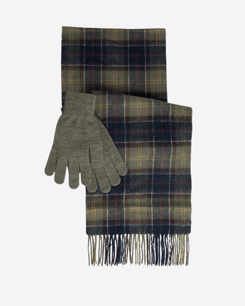 BARBOUR SCIARPA CLASSIC OLIVE / UNI SET REGALO SCIARPA E GUANTI TARTAN