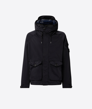 C.P. COMPANY GIACCA TOTAL ECLIPS - BLUE / M MICRO KEI HOODED LENS JACKET