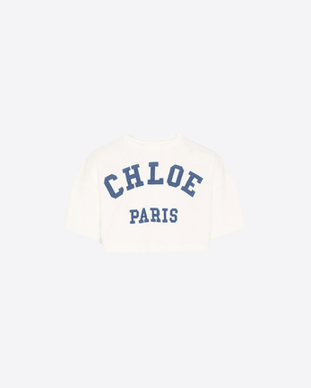 CHLOE T-SHIRT A MANICHE CORTE BAMBINA 10 e 12 ANNI CON LOGO CHLOE