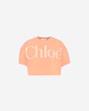 CHLOE T-SHIRT ALBICOCCA PER BAMBINA 10 e 12 ANNI CON LOGO CHLOE