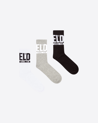 DIESEL CALZA SET DA TRE PAIA DI CALZINI CON LOGO SUL POLSINO