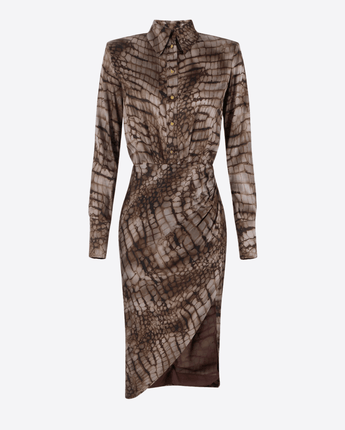 Elisabetta Franchi ABITO IN RASO STRETCH CON STAMPA ALLIGATORE Elisabetta Franchi AB89261E2 644