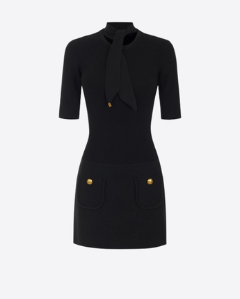 ELISABETTA FRANCHI ABITO MINI ABITO IN MAGLIA CON BOTTONI GIOIELLO