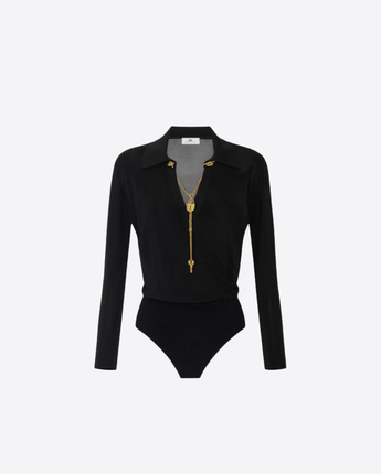 ELISABETTA FRANCHI BODY BODY IN FILATO DI VISCOSA CON CATENA GIOIELLO