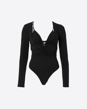 Elisabetta Franchi BODY NERO / 40 BODY IN JERSEY CREPE CON DRAPPEGGI