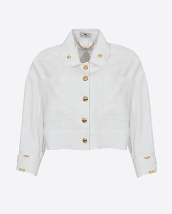 Elisabetta Franchi CABAN IN GABARDINA CON BOTTONI GIOIELLO Elisabetta Franchi GB00561E2 360