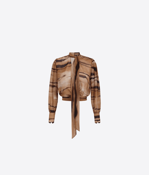 ELISABETTA FRANCHI CAMICIA BLUSA IN CHIFFON CON STAMPA TIGRE