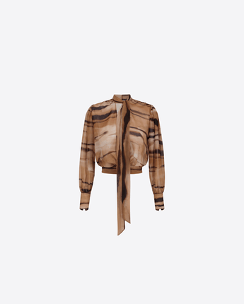 ELISABETTA FRANCHI CAMICIA BLUSA IN CHIFFON CON STAMPA TIGRE