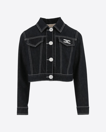 ELISABETTA FRANCHI GIACCA DENIM / 10A GIACCA CROP CON LOGO