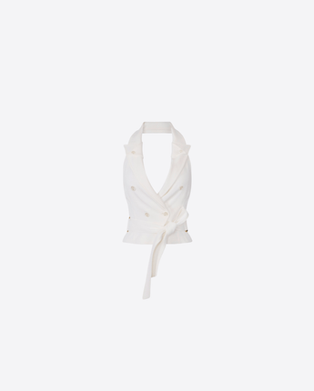 ELISABETTA FRANCHI GILET GILET IN GABARDINA CON CINTURA