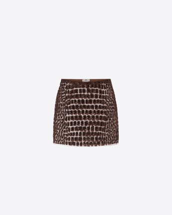 Elisabetta Franchi GONNA COFFEE / 40 GONNA IN TULLE CON RICAMI COCCO