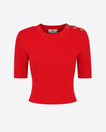 ELISABETTA FRANCHI MAGLIA TOP IN MAGLIA CON DETTAGLI GIOIELLO