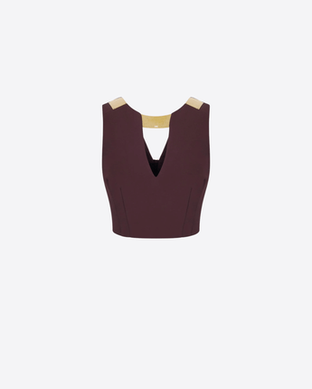 Elisabetta Franchi TOP IN DOPPIO CREPE STRETCH CON SCOLLO GIOIELLO ELISABETTA FRANCHI