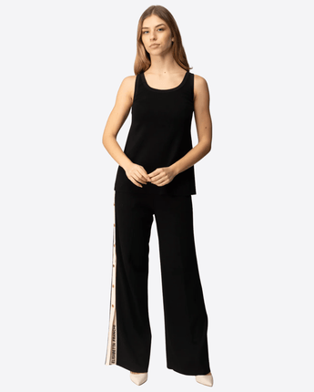 ELISABETTA FRANCHI TOP TOP IN MAGLIA SMANICATO CON DETTAGLI
