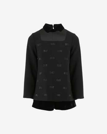 Elisabetta Franchi TUTA NERO / 10A TUTA A MANICHE LUNGHE CON STRASS LOGATI