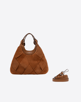 GIANNI CHIARINI UNI BORSA DUA MEDIA IN CAMOSCIO CARAMEL GIANNI CHIARINI