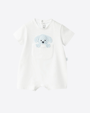 IL GUFO Abbigliamento e accessori BIANCO / 3M Pagliaccetto con cagnolino seersucker