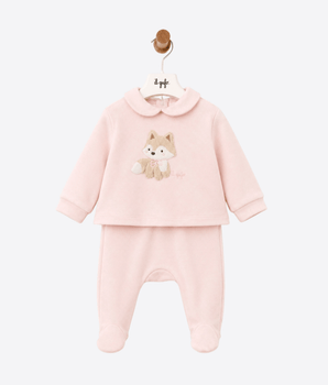 IL GUFO MAGLIA COMPLETO DUE PEZZI NEONATA CON VOLPE