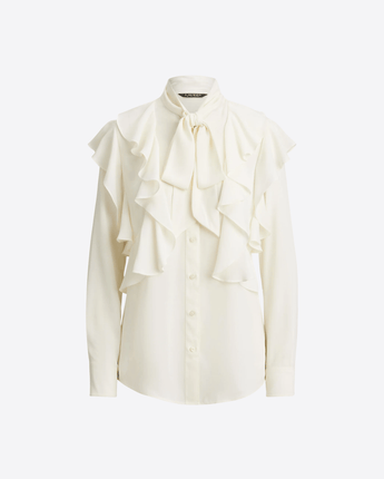 LAUREN RALPH LAUREN CAMICIA CREMA / S CAMICIA CREMA CON COLLO A SCIALLE LAUREN RALPH LAUREN