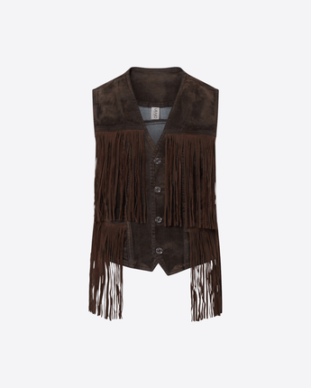 LIU JO GILET GILET CON FRANGE IN TESSUTO FLOCCATO