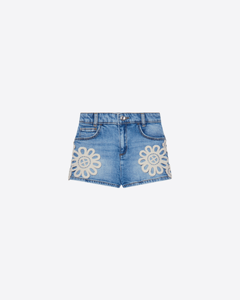 LIU JO SHORTS SHORTS IN DENIM CON RICAMO MACRAMÈ