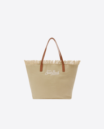 Mc2 Saint Barth BORSA BEIGE / UNI BORSA CITY REGULAR IN CANVAS CON FRANGE