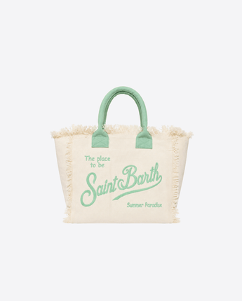 Mc2 Saint Barth BORSA BEIGE/VERDE ACQUA / UNI BORSA VANITY REGULAR IN CANVAS CON STAMPA LOGO