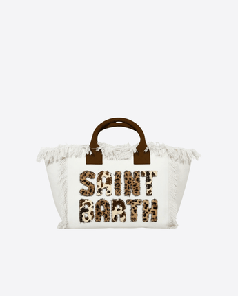 Mc2 Saint Barth BORSA BIANCO / UNI BORSA COLETTE IN CANVAS CON RICAMO ANIMALIER