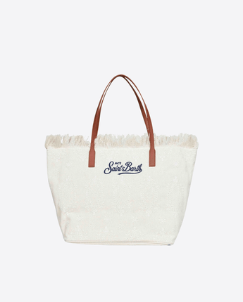 Mc2 Saint Barth BORSA IVORY / UNI BORSA CITY IN COTONE CON RICAMI