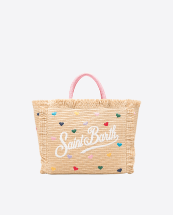 Mc2 Saint Barth BORSA PAGLIA / UNI BORSA COLETTE EFFETTO PAGLIA CON RICAMI CUORI
