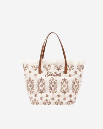 Mc2 Saint Barth BORSA PANNA/MARRONE / UNI BORSA CITY IN TESSUTO DENIM CON RICAMI