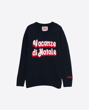 Mc2 Saint Barth MAGLIA BLU / 6A MAGLIONE BLU CON SCRITTA "VACANZE DI NATALE"