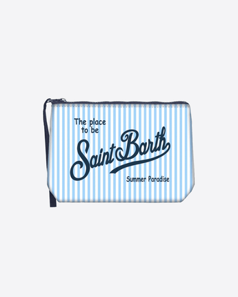 Mc2 Saint Barth POCHETTE AZZURRO / UNI POCHETTE ALINE IN SCUBA A RIGHE AZZURRE CON LOGO