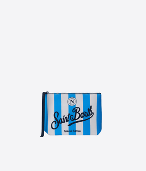 Mc2 Saint Barth POCHETTE BIANCO/AZZURRO / UNI POCHETTE ALINE IN SCUBA CON STEMMA NAPOLI | SPECIAL EDITION