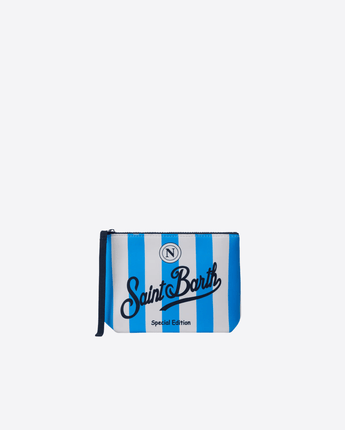 Mc2 Saint Barth POCHETTE BIANCO/AZZURRO / UNI POCHETTE ALINE IN SCUBA CON STEMMA NAPOLI | SPECIAL EDITION