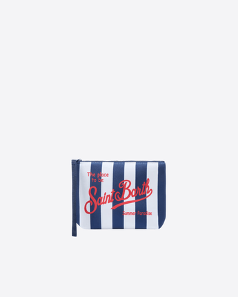 Mc2 Saint Barth POCHETTE BIANCO/BLU / UNI POCHETTE ALINE IN SCUBA A RIGHE LARGHE E BLU
