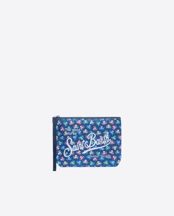Mc2 Saint Barth POCHETTE BLU / UNI POCHETTE ALINE IN SCUBA BLU CON STAMPA POLIPETTI