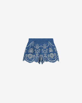 Mc2 Saint Barth SHORTS SHORT AMANI JR IN CHAMBRAY CON RICAMO