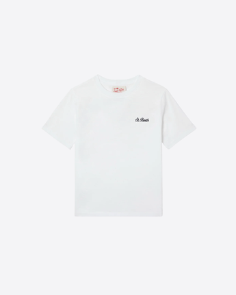 Mc2 Saint Barth T-SHIRT T-SHIRT DOVER JR IN PURO COTONE BIANCO CON LOGO RICAMATO