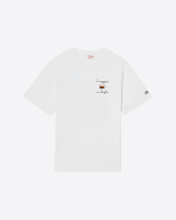 Mc2 Saint Barth T-SHIRT T-SHIRT PORTOFINO PANNA CON RICAMO "CORREGGIMI SE SBAGLIO"