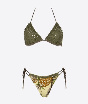 MISS BIKINI COSTUME DA BAGNO BIKINI TRIANGOLO A RETE CON PAILLETTES E SLIP BRASILE