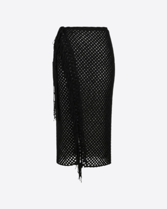 MISS BIKINI PAREO NERO / 42 PAREO IN RETE CON FRANGE