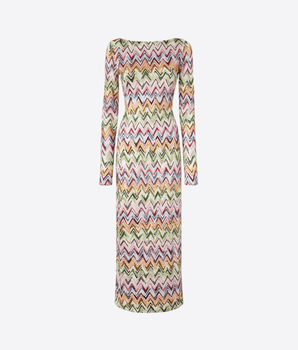 MISSONI ABITO ABITO A MANICHE LUNGHE IN VISCOSA STRETCH MOTIVO PIZZO CON ZIG ZAG